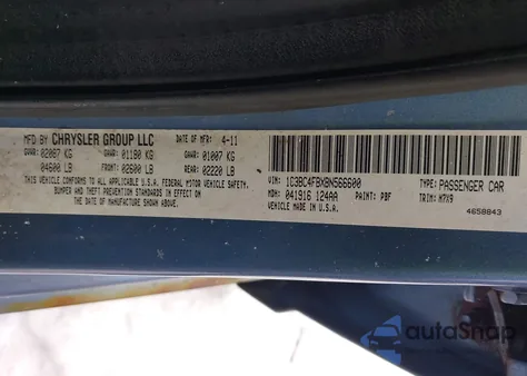 2011 Chrysler 200 Lx z USA, uszkodzony, nr VIN 1C3BC4FBXBN566600